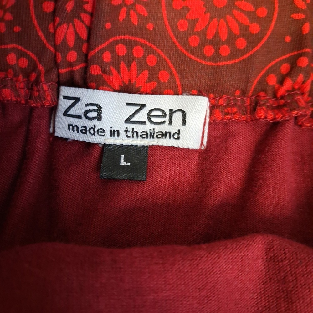 Za Zen Burgundy Red Mandala Print Wrap Skirt Womens Large Boho Midi Side Pocket - Picture 7 of 15